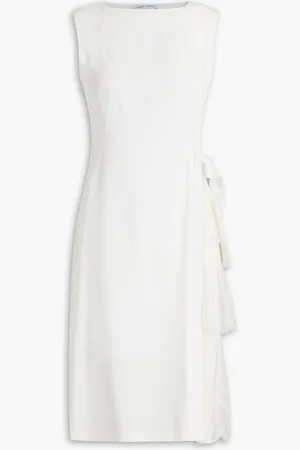 Alberta Ferretti Paneled Chantilly lace, georgette and cady dress - White