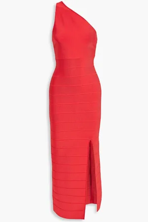 Hervé Léger One-shoulder bandage maxi dress - Red