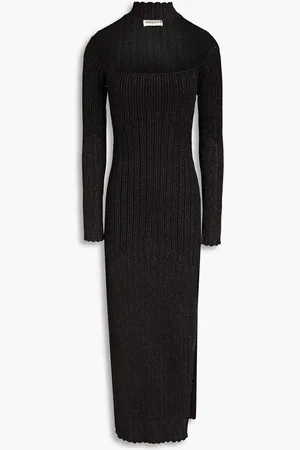 Nicholas Cutout metallic ribbed-knit midi dress