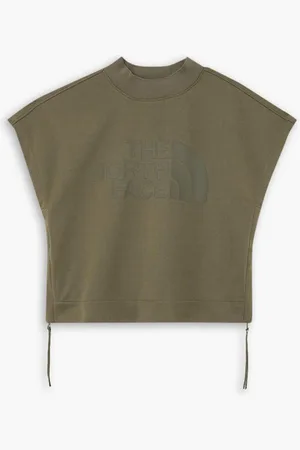 The North Face Cropped zip-detailed printed jersey T-shirt - Green