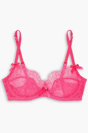 Agent Provocateur Lorna bow-embellished Leavers lace underwired soft-cup bra - Pink
