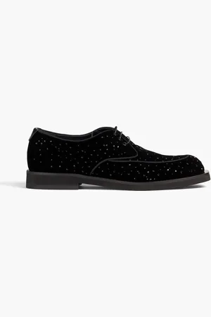 Emporio Armani Crystal-embellished velvet derby shoes