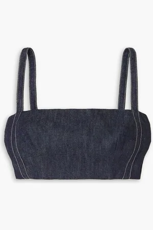 EMILIA WICKSTEAD Fabiola cropped denim top - Blue