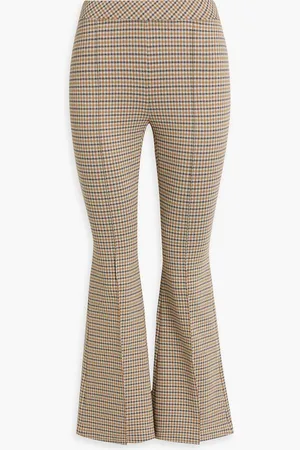 ROSETTA GETTY Cropped checked knitted flared pants - Yellow