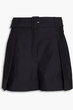 3.1 Phillip Lim Pleated belted cotton-blend poplin shorts