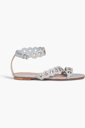 RED(V) Eyelet-embellished leather sandals - Blue