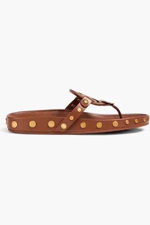 Tory Burch Miller studded leather sandals - Brown