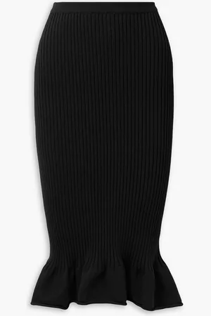 Khaite Sapphi ribbed wool-blend midi skirt