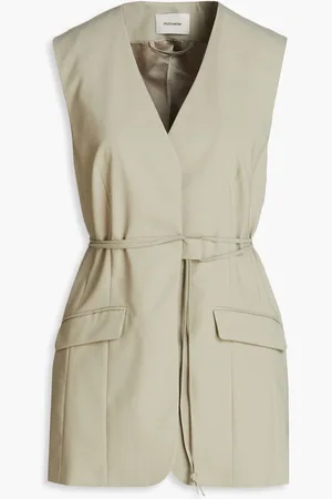 Holzweiler Crune belted crepe vest - Green