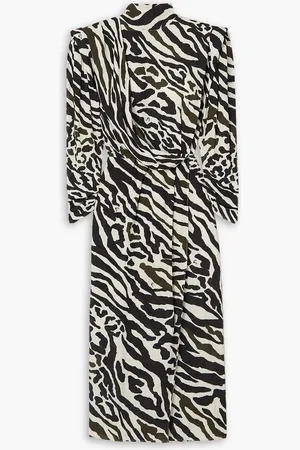 Dundas Dakota wrap-effect zebra-print crepe midi dress