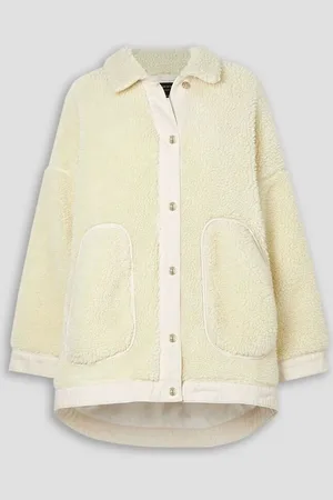 MOTHER OF PEARL Oversized denim-trimmed fleece jacket - White
