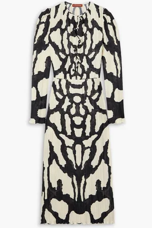 Altuzarra Corra knotted printed plissé-crepe midi dress