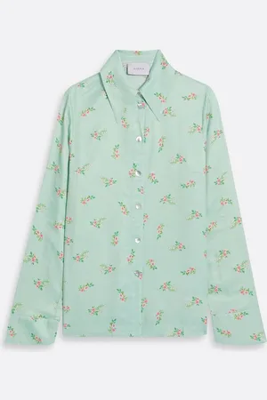 Sleeper Floral-print satin pajama top - Green