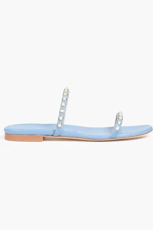 Stuart Weitzman Ameliese embellished suede sandals - Blue