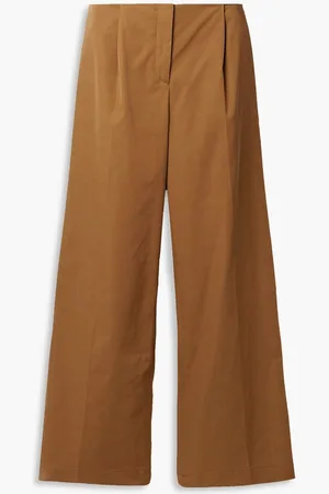 Interior Leila embroidered woven wide-leg pants - Brown