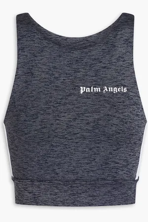 Palm Angels Cropped printed marled stretch top - Gray