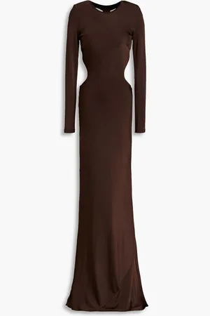 ET OCHS Reagan cutout stretch-satin jersey gown - Brown