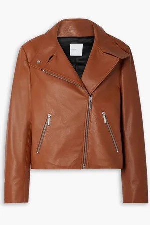 ROSETTA GETTY Pebbled-leather biker jacket - Brown