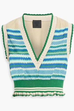 Anna Sui Cropped crochet-knit cotton-blend vest
