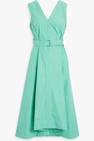3.1 Phillip Lim Belted cotton-blend poplin midi dress - Green