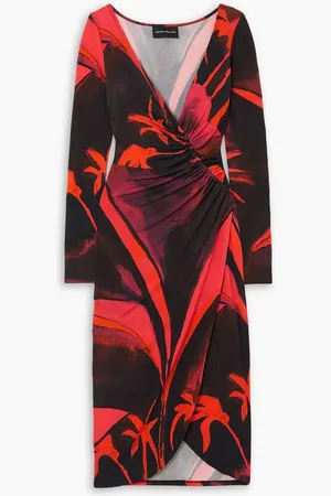 Louisa Ballou Summer Solstice wrap-effect printed stretch-jersey midi dress - Red