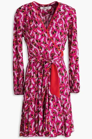 Diane von Furstenberg Linsey printed crepe mini wrap dress - Purple