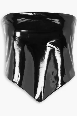 ROTATE Angie strapless cropped coated jersey top