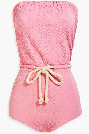 Lisa Marie Fernandez Victor seersucker bandeau swimsuit - Pink