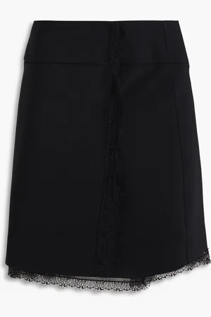 Alberta Ferretti Lace-trimmed crepe mini wrap skirt