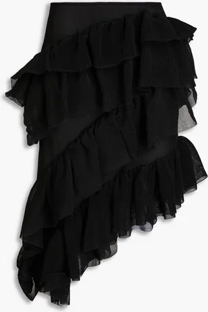 Cult Gaia Tanaz asymmetric tiered knitted midi skirt