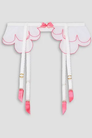 Agent Provocateur Lorna bow-embellished embroidered tulle suspender belt