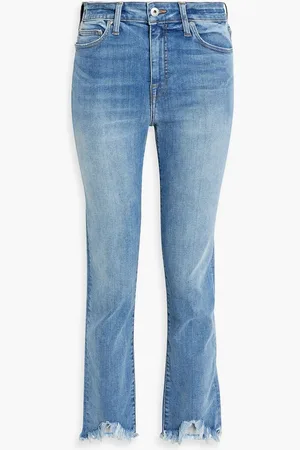 Simkhai River frayed mid-rise straight-leg jeans - Blue