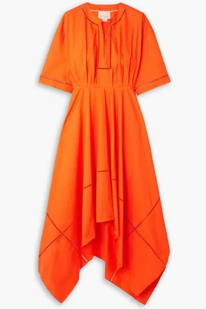 Roksanda Talita asymmetric organic cotton-poplin midi dress - Orange