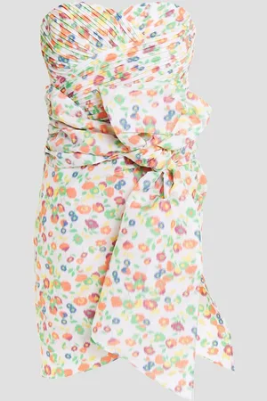 Tory Burch Strapless bow-embellished floral-print taffeta mini dress