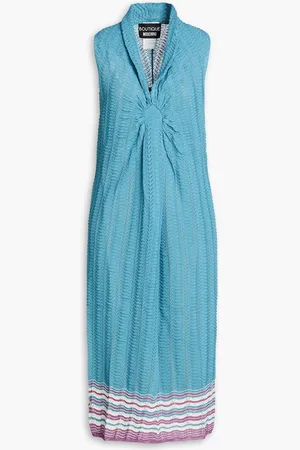 Moschino Gathered crochet-knit midi dress - Blue