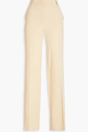 Alberta Ferretti Satin-trimmed cady straight-leg pants - Neutral