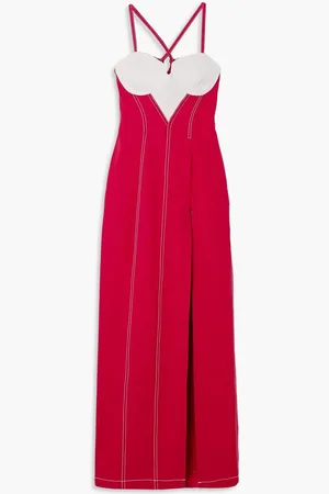 Tolu Coker Two-tone denim maxi dress - Red