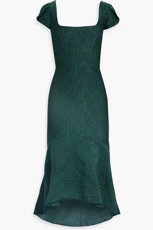 THEIA Rae cloqué-jacquard midi dress - Green