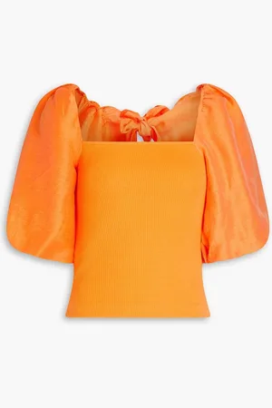 Sandro Slub woven and ribbed-knit top
