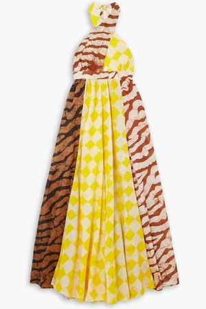 STUDIO 189 Printed cotton-voile halterneck maxi dress