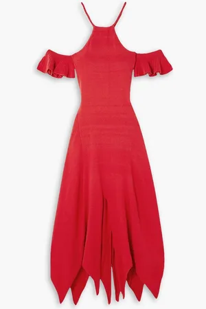 Thebe Magugu Cold-shoulder asymmetric cotton halterneck maxi dress