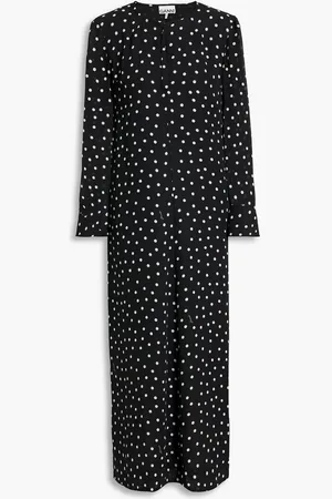 Ganni Polka-dot crepe midi dress