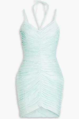 Rasario Ruched linen-blend mini dress - Green