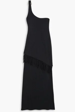 Savannah Morrow Saanj one-shoulder fringed cotton maxi dress