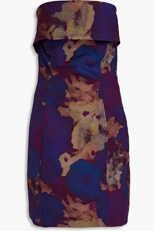 REMAIN Birger Christensen Strapless printed cotton mini dress