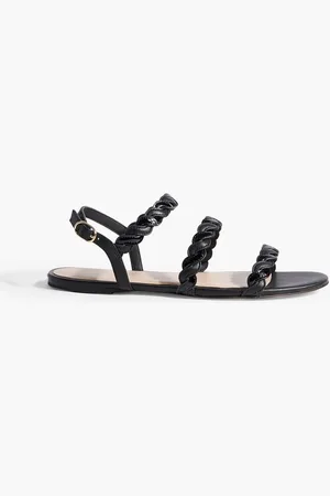 Stuart Weitzman Twistie smooth and patent-leather slingback sandals