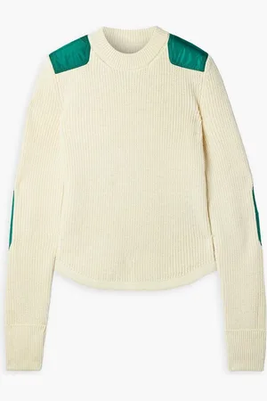 Isabel Marant Derry shell-trimmed ribbed wool-blend sweater - White