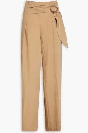 Vince Pleated TENCEL™-blend straight-leg pants - Brown