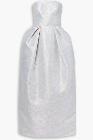Christopher John Rogers Strapless pleated metallic jacquard gown - Pink