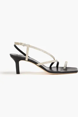 Elleme Glittered leather slingback sandals - Metallic
